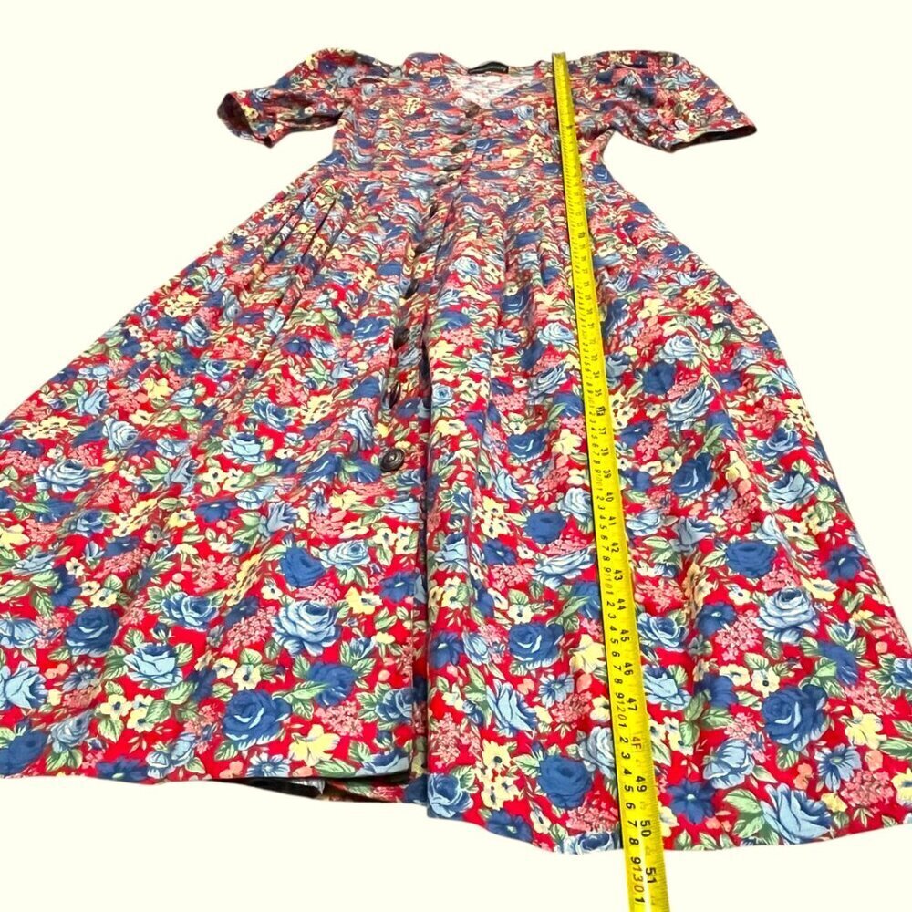 Vintage 90s dress floral print prairie, romantic cottagecore, granny 100% cotton - Picture 10 of 15